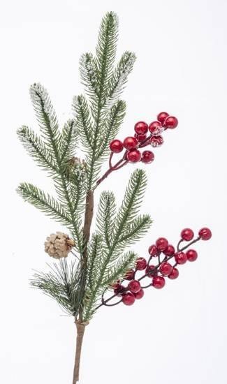 Gałązka leśna z jarzębiną i szyszkami ośnieżona, 65cm Marka niezdefiniowana Gałązka leśna z jarzębiną i szyszkami ośnieżona, 65cm Marka niezdefiniowana