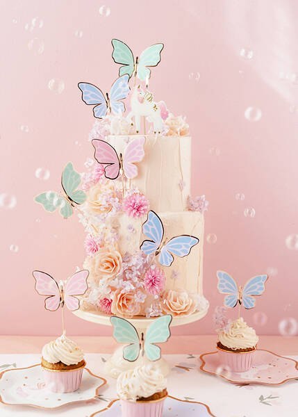Toppery na tort Motylki, 9 x 6.5 cm Partydeco Toppery na tort Motylki, 9 x 6.5 cm Partydeco