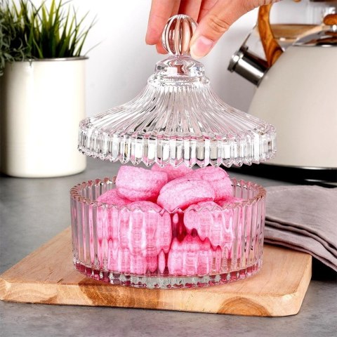 Cukiernica Cukierniczka Szklana Pojemna Kryształowa z Pokrywką ALPINA 500ml Cukiernica Cukierniczka Szklana Pojemna Kryształowa z Pokrywką ALPINA 500ml