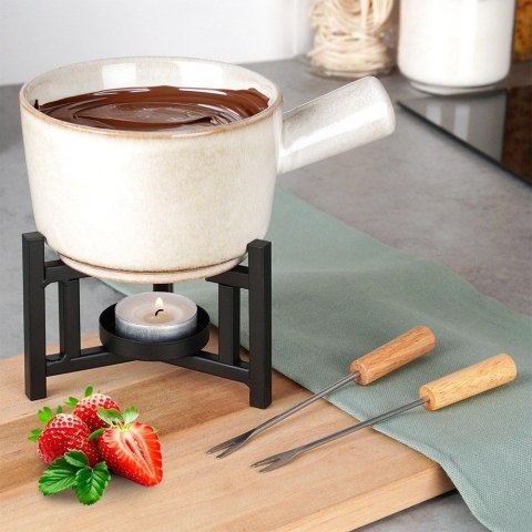 Garnek Kociołek do Fondue CzekoladowePorcelanowy EXCELLENT HOUSEWARE 4 el. Garnek Kociołek do Fondue CzekoladowePorcelanowy EXCELLENT HOUSEWARE 4 el.