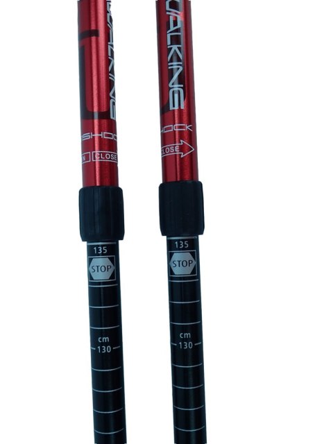 Kije Trekkingowe Regulowane ACRA 65 - 135 cm Czerwone Kije Trekkingowe Regulowane ACRA 65 - 135 cm Czerwone