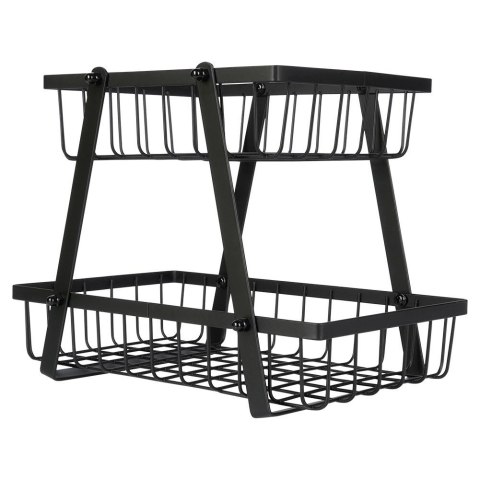 Koszyk na Owoce Warzywa 2-Poziomowy Metalowy Czarny VILDE 28 x 17,5 x 21 cm Koszyk na Owoce Warzywa 2-Poziomowy Metalowy Czarny VILDE 28 x 17,5 x 21 cm