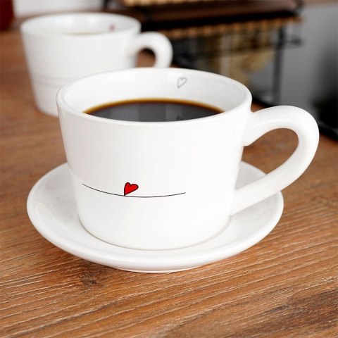 Kubki / filiżanki z uchem ceramiczne białe SERDUSZKA zestaw 2 szt. 200 ml Kubki / filiżanki z uchem ceramiczne białe SERDUSZKA zestaw 2 szt. 200 ml