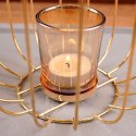 Lampion świecznik na świeczkę tealight metalowy złoty 21,5 cm