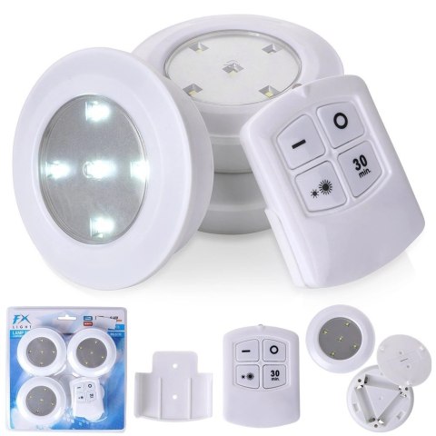 Lampka nocna LED z taśmą samoprzylepną pilot 9,5 cm 3 szt. Lampka nocna LED z taśmą samoprzylepną pilot 9,5 cm 3 szt.