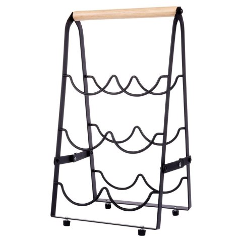 Stojak na wino metalowy czarny 6 butelek 21x38 cm Stojak na wino metalowy czarny 6 butelek 21x38 cm