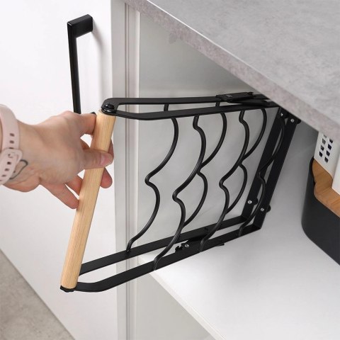 Stojak na wino metalowy czarny 6 butelek 21x38 cm Stojak na wino metalowy czarny 6 butelek 21x38 cm