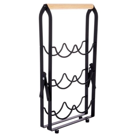 Stojak na wino metalowy czarny 6 butelek 21x38 cm Stojak na wino metalowy czarny 6 butelek 21x38 cm