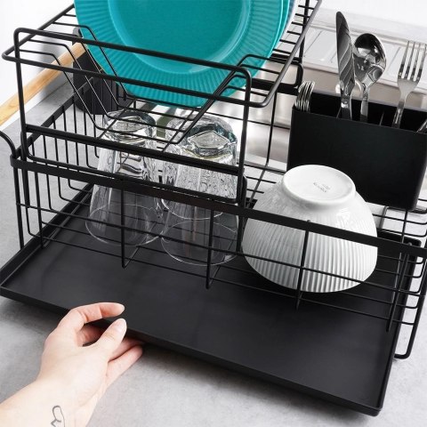Suszarka na naczynia czarna 2-poziomowa 48x29x28,5 cm Suszarka na naczynia czarna 2-poziomowa 48x29x28,5 cm