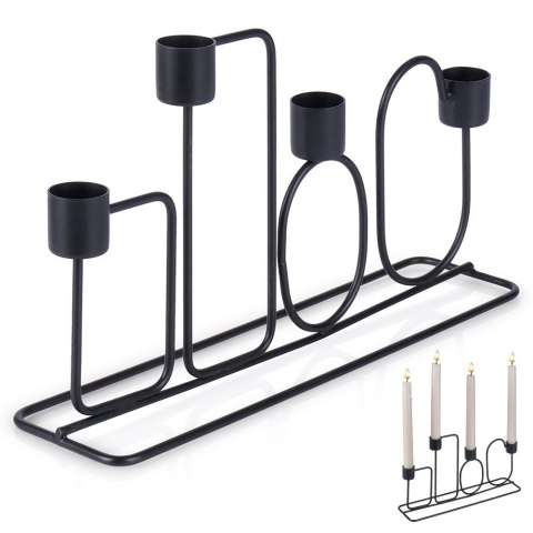 Świecznik metalowy czarny na 4 świeczki 27x7x16 cm Świecznik metalowy czarny na 4 świeczki 27x7x16 cm