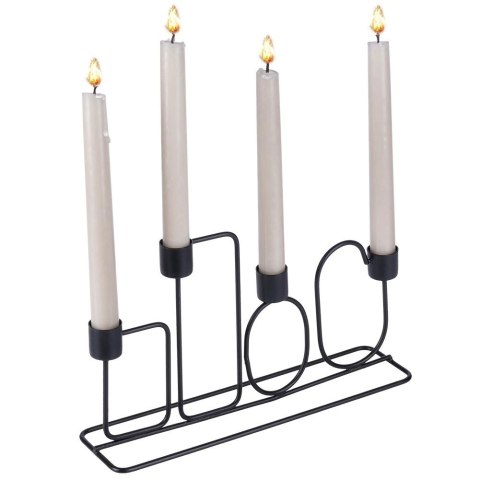 Świecznik metalowy czarny na 4 świeczki 27x7x16 cm Świecznik metalowy czarny na 4 świeczki 27x7x16 cm