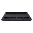 Talerz obiadowy dzielony na przekąski porcelanowy czarny 25x25 cm