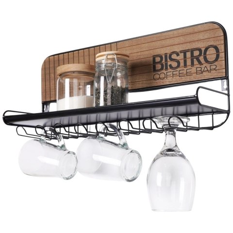 Wieszak na kieliszki, kubki, filiżanki metalowy czarny ścienny BISTRO 48x12x20 cm Wieszak na kieliszki, kubki, filiżanki metalowy czarny ścienny BISTRO 48x12x20 cm
