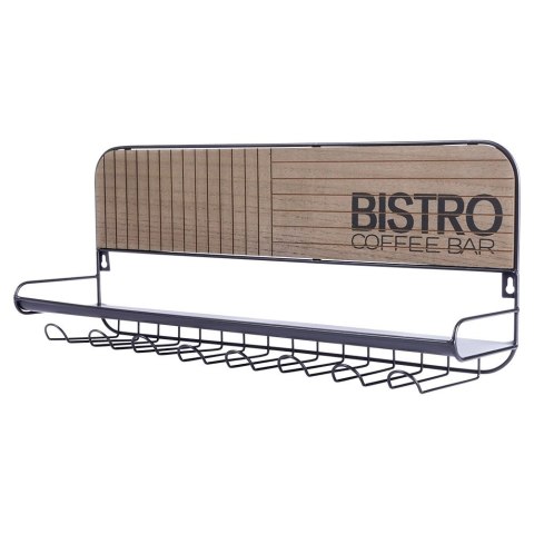 Wieszak na kieliszki, kubki, filiżanki metalowy czarny ścienny BISTRO 48x12x20 cm Wieszak na kieliszki, kubki, filiżanki metalowy czarny ścienny BISTRO 48x12x20 cm