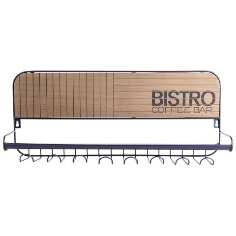 Wieszak na kieliszki, kubki, filiżanki metalowy czarny ścienny BISTRO 48x12x20 cm Wieszak na kieliszki, kubki, filiżanki metalowy czarny ścienny BISTRO 48x12x20 cm