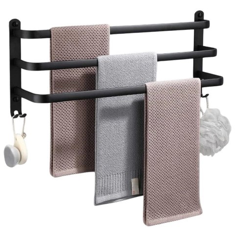 Wieszak na ręczniki aluminiowy czarny 50 cm Wieszak na ręczniki aluminiowy czarny 50 cm