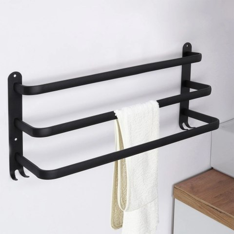 Wieszak na ręczniki aluminiowy czarny 50 cm Wieszak na ręczniki aluminiowy czarny 50 cm