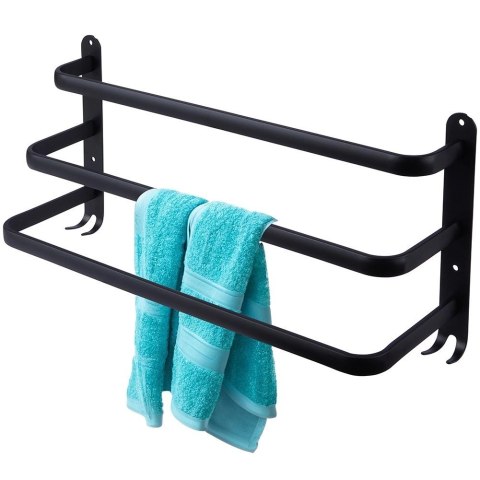 Wieszak na ręczniki aluminiowy czarny 50 cm Wieszak na ręczniki aluminiowy czarny 50 cm