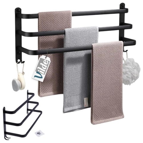 Wieszak na ręczniki aluminiowy czarny 50 cm Wieszak na ręczniki aluminiowy czarny 50 cm