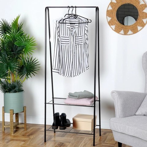 Wieszak stojący na ubrania metalowy czarny 153 cm Wieszak stojący na ubrania metalowy czarny 153 cm