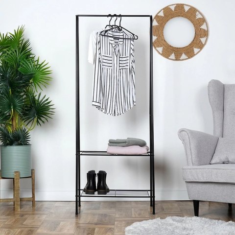 Wieszak stojący na ubrania metalowy czarny 153 cm Wieszak stojący na ubrania metalowy czarny 153 cm