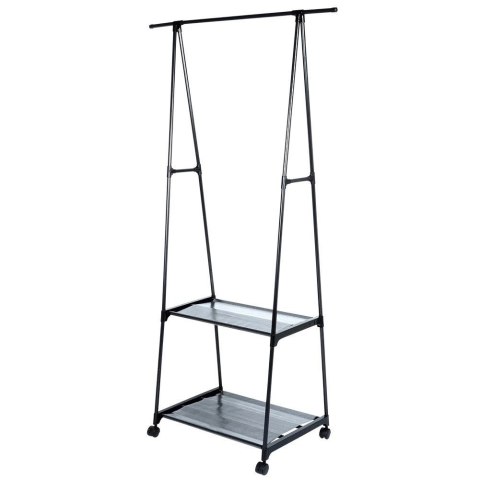 Wieszak stojący na ubrania metalowy czarny na kółkach 88x44x160 cm Wieszak stojący na ubrania metalowy czarny na kółkach 88x44x160 cm