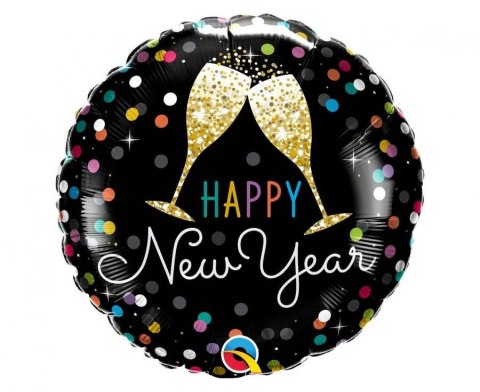 Balon Foliowy Okrągły "Happy New Year", 46 cm Godan Balon Foliowy Okrągły "Happy New Year", 46 cm Godan