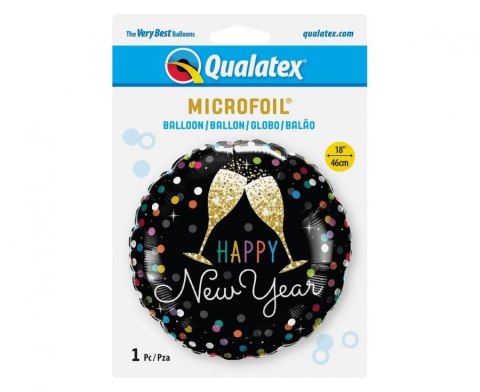 Balon Foliowy Okrągły "Happy New Year", 46 cm Godan Balon Foliowy Okrągły "Happy New Year", 46 cm Godan