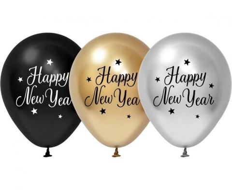 Balony Lateksowe "Happy New Year" - 30 cm, 5 szt. Godan Balony Lateksowe "Happy New Year" - 30 cm, 5 szt. Godan