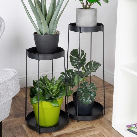 Kwietnik metalowy czarny 2-poziomowy 46 / 58 cm 2 szt. Kwietnik metalowy czarny 2-poziomowy 46 / 58 cm 2 szt.