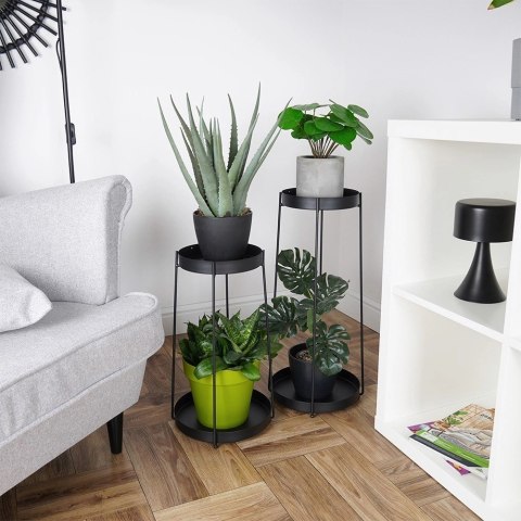 Kwietnik metalowy czarny 2-poziomowy 46 / 58 cm 2 szt. Kwietnik metalowy czarny 2-poziomowy 46 / 58 cm 2 szt.