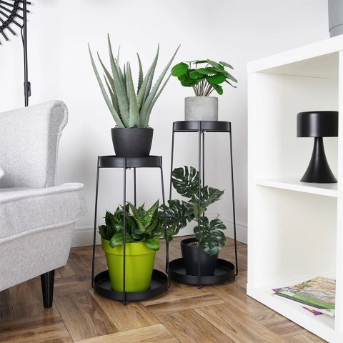 Kwietnik metalowy czarny 2-poziomowy 46 / 58 cm 2 szt. Kwietnik metalowy czarny 2-poziomowy 46 / 58 cm 2 szt.