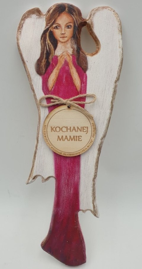 Anioł drewniany malowany dla Kochanej Mamy 30 cm Anioł drewniany malowany dla Kochanej Mamy 30 cm