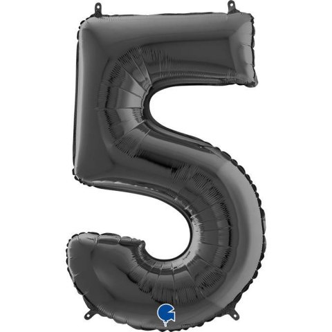 Balon Foliowy Cyfra 5 Czarny, 66 cm Grabo Grabo Balon Foliowy Cyfra 5 Czarny, 66 cm Grabo Grabo