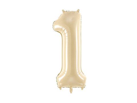 Balon foliowy Cyfra 1, 72cm, beżowa, kremowa Partydeco Balon foliowy Cyfra 1, 72cm, beżowa, kremowa Partydeco