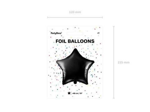 Balon foliowy Gwiazdka, 48cm, czarna gwiazda Partydeco Balon foliowy Gwiazdka, 48cm, czarna gwiazda Partydeco