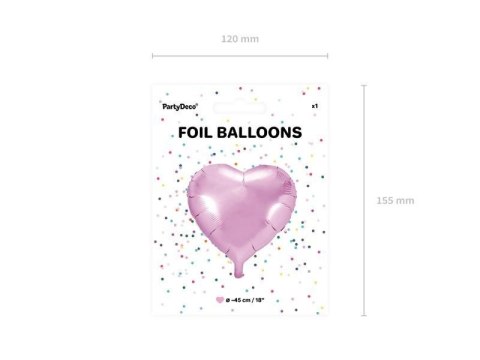 Balon foliowy Serce Jasny Róż, 45cm Partydeco Balon foliowy Serce Jasny Róż, 45cm Partydeco