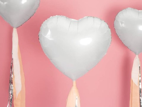 Balon foliowy Serce białe, 45cm Partydeco Balon foliowy Serce białe, 45cm Partydeco