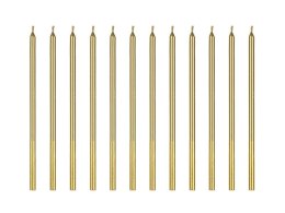 Świeczki urodzinowe gładkie, złote, 14 cm Partydeco