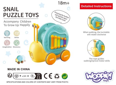 WOOPIE Ślimak do Ciągnięcia 4w1 Cymbałki Zębatki Sensoryczne Wyrzutnia + Małe Autko WOOPIE Ślimak do Ciągnięcia 4w1 Cymbałki Zębatki Sensoryczne Wyrzutnia + Małe Autko