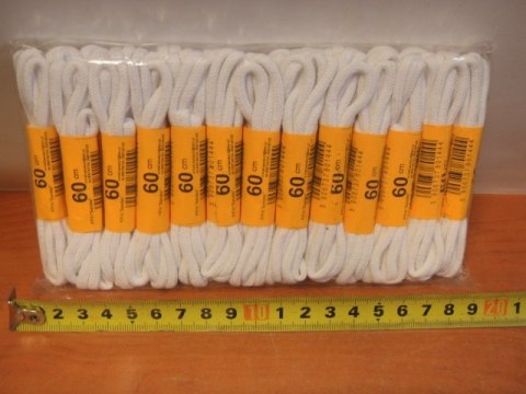 Sznurowadła 25szt 60cm białe kręcone 1355 Sznurowadła 25szt 60cm białe kręcone 1355