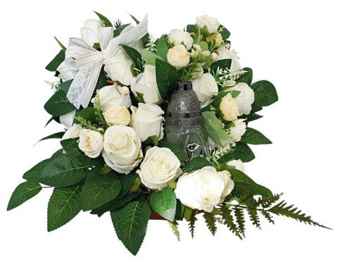 PRZEPIĘKNY STROIK SERCE Z BIAŁYCH RÓŻ NA GRÓB ZE ZNICZEM +/- 28cm PRZEPIĘKNY STROIK SERCE Z BIAŁYCH RÓŻ NA GRÓB ZE ZNICZEM +/- 28cm