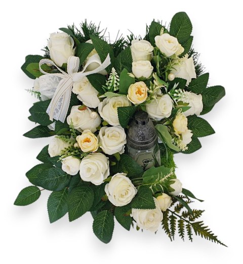 PRZEPIĘKNY STROIK SERCE Z BIAŁYCH RÓŻ NA GRÓB ZE ZNICZEM +/- 28cm PRZEPIĘKNY STROIK SERCE Z BIAŁYCH RÓŻ NA GRÓB ZE ZNICZEM +/- 28cm