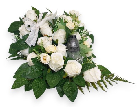 PRZEPIĘKNY STROIK SERCE Z BIAŁYCH RÓŻ NA GRÓB ZE ZNICZEM +/- 28cm PRZEPIĘKNY STROIK SERCE Z BIAŁYCH RÓŻ NA GRÓB ZE ZNICZEM +/- 28cm