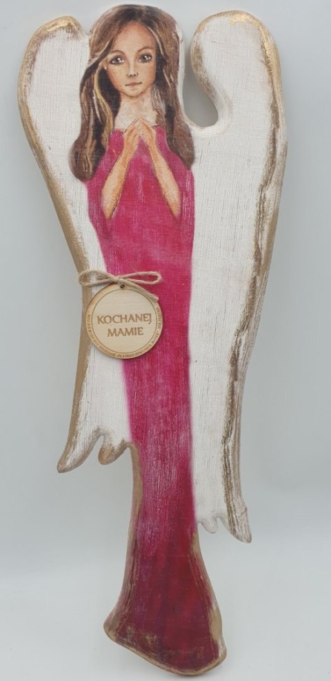 Anioł drewniany malowany dla Kochanej Mamy 50 cm Anioł drewniany malowany dla Kochanej Mamy 50 cm