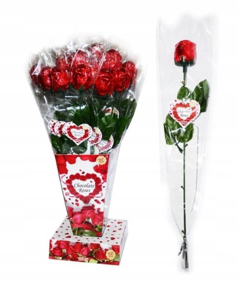 Kwiatek róża czekoladowa w wazonie 18 g x 18 szt. Kwiatek róża czekoladowa w wazonie 18 g x 18 szt.