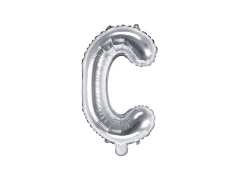 Balon foliowy Litera C, 35cm, Srebrna Partydeco Balon foliowy Litera C, 35cm, Srebrna Partydeco