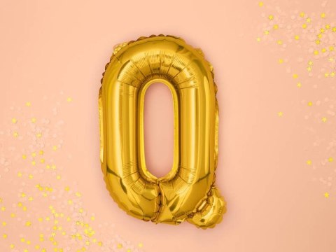 Balon foliowy Litera Q Ó 35cm, Złota Partydeco Balon foliowy Litera Q Ó 35cm, Złota Partydeco