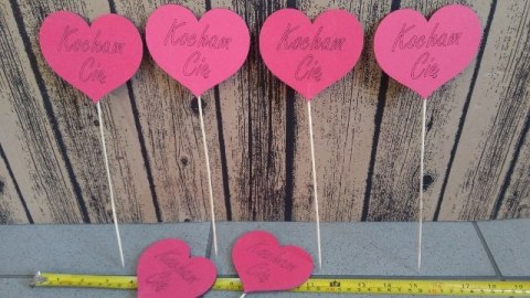 Serce czerwone na piku 6szt KOCHAM CIĘ 9cm Serce czerwone na piku 6szt KOCHAM CIĘ 9cm